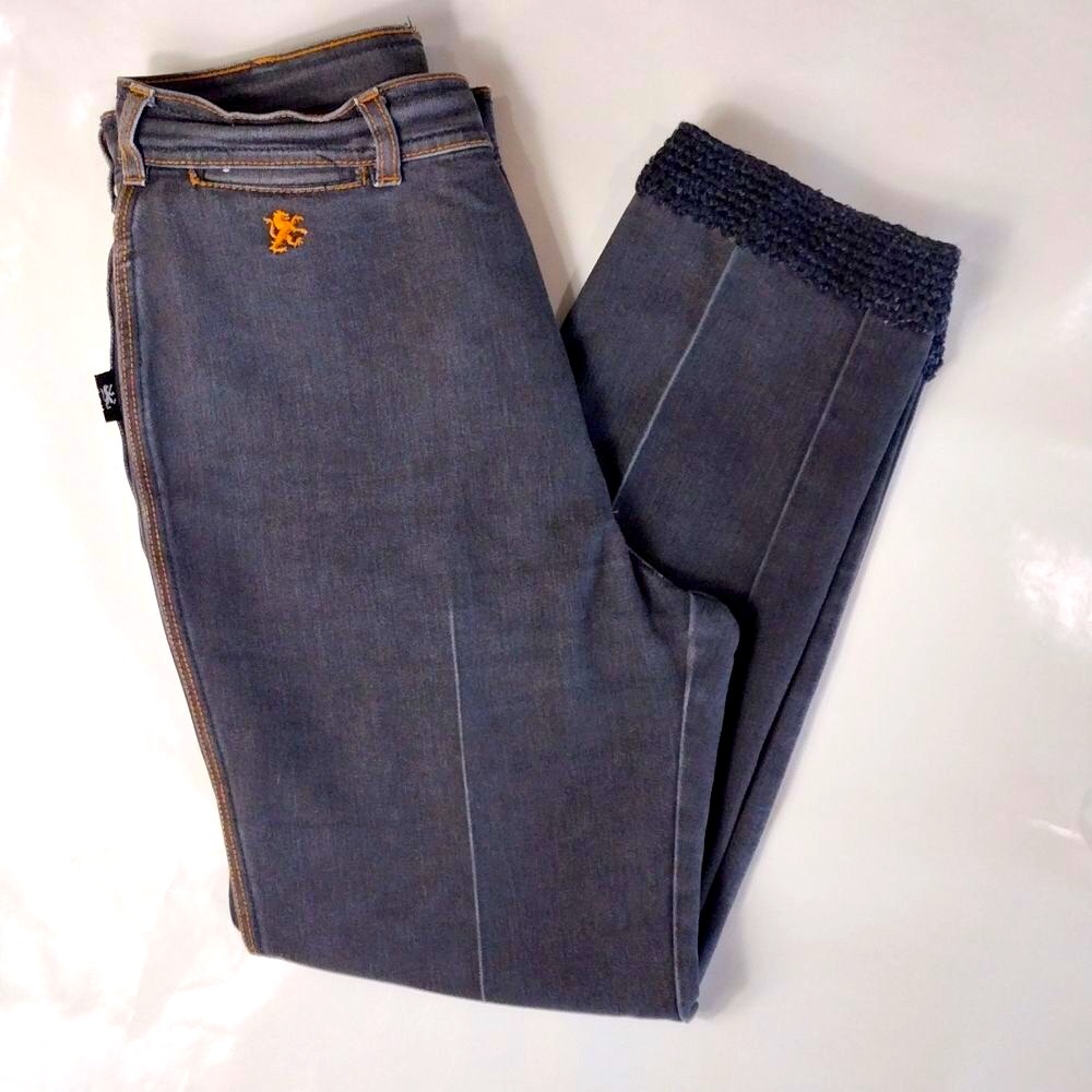 Vintage High Waisted Black Braxton Stretch Crochet Bottom Denim Jeans